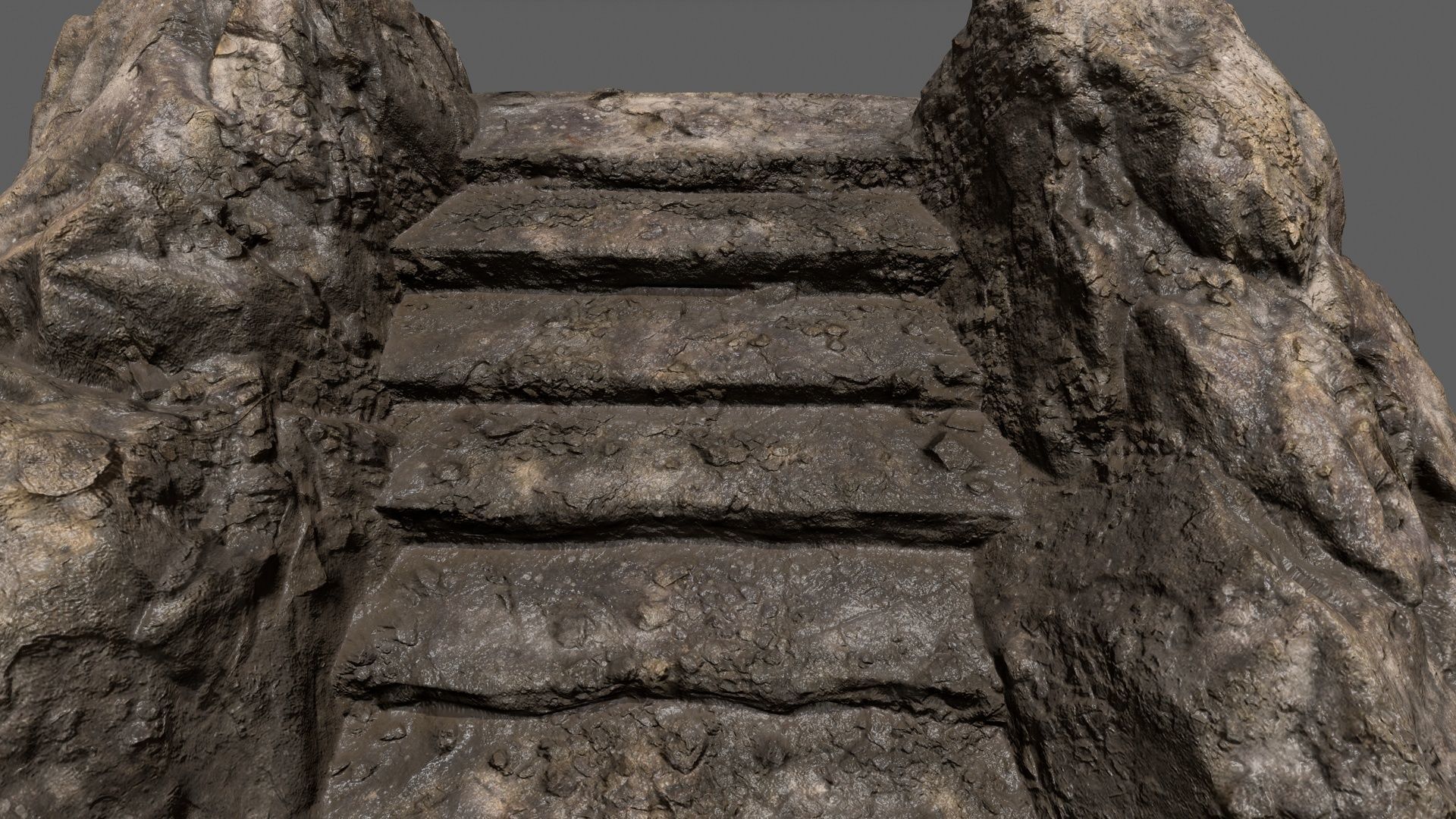 Stairs stone staircase Low-poly 3D model_16