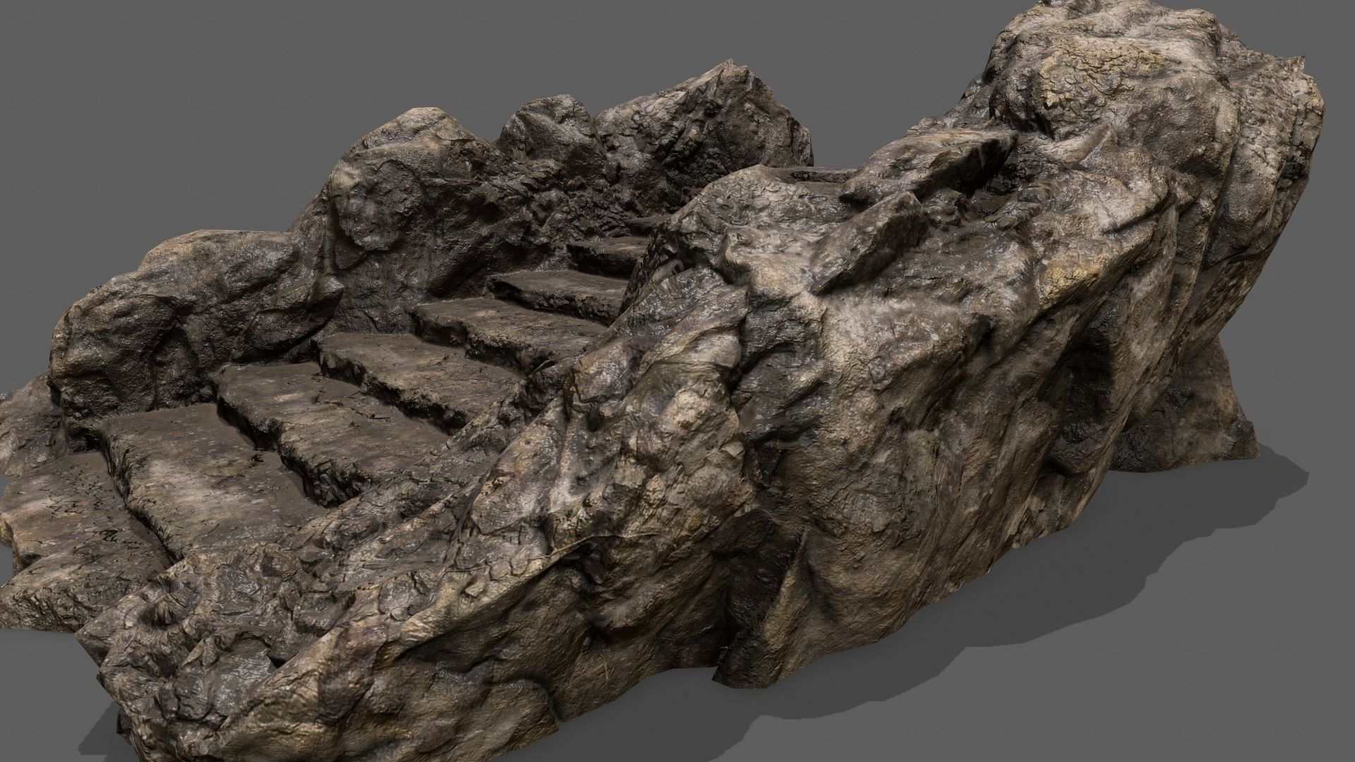 Stairs stone staircase Low-poly 3D model_9