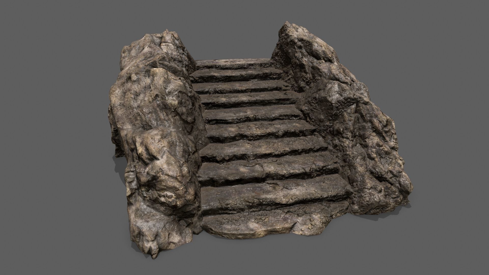Stairs stone staircase Low-poly 3D model_1