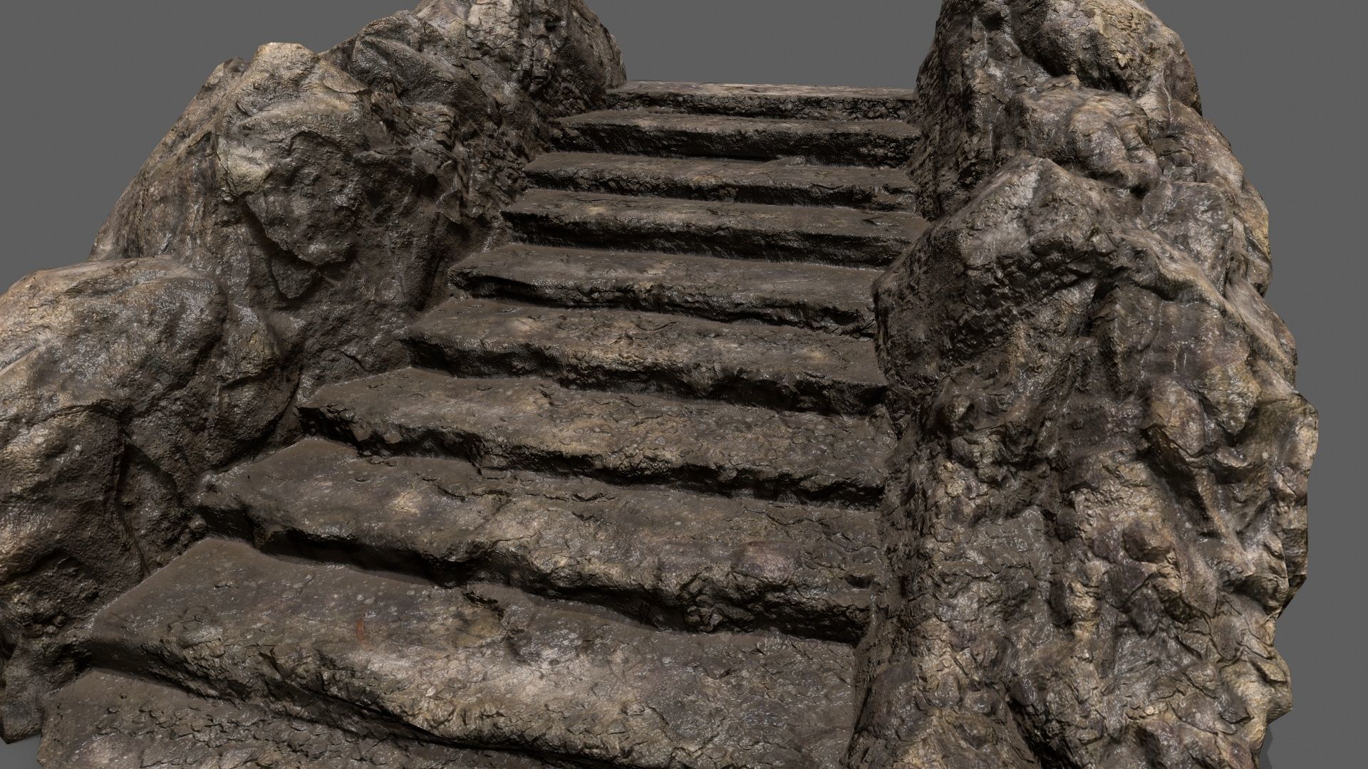 Stairs stone staircase Low-poly 3D model_8