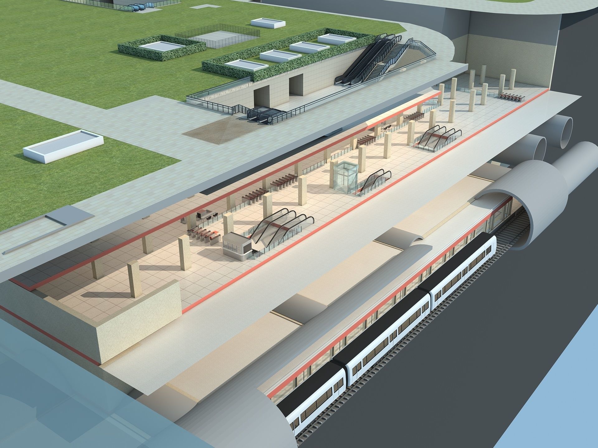 Section of Subway Station 1 3D model