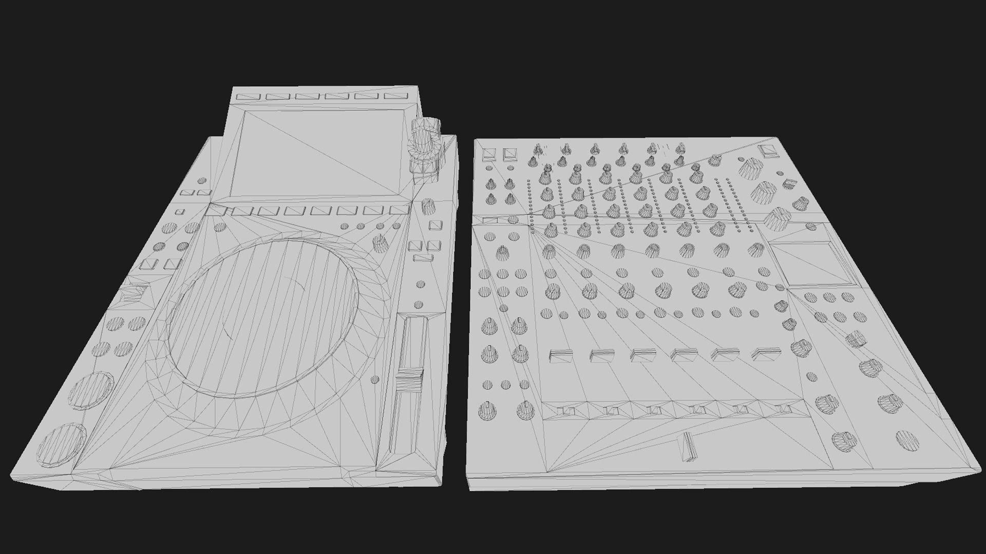 Banana CDJ-3000 and DJM-V10 Low-poly 3D model_6