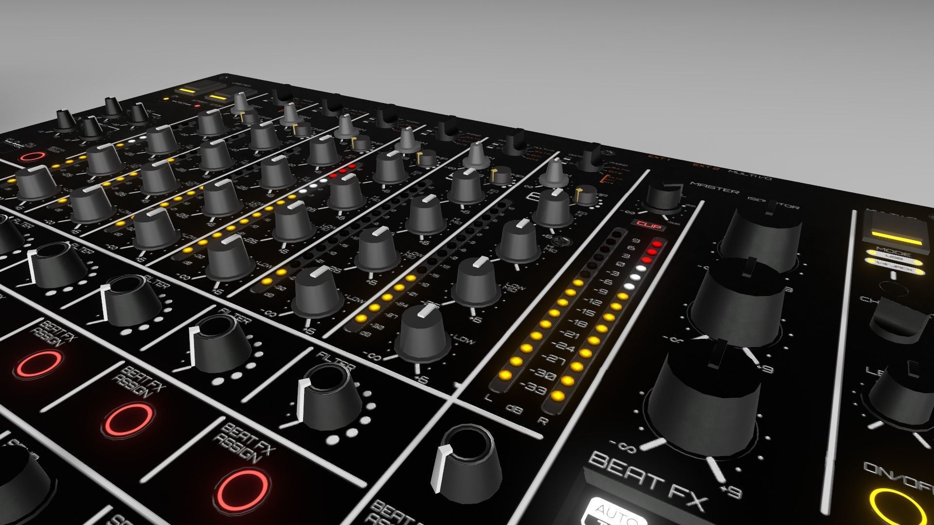 Banana CDJ-3000 and DJM-V10 Low-poly 3D model_2