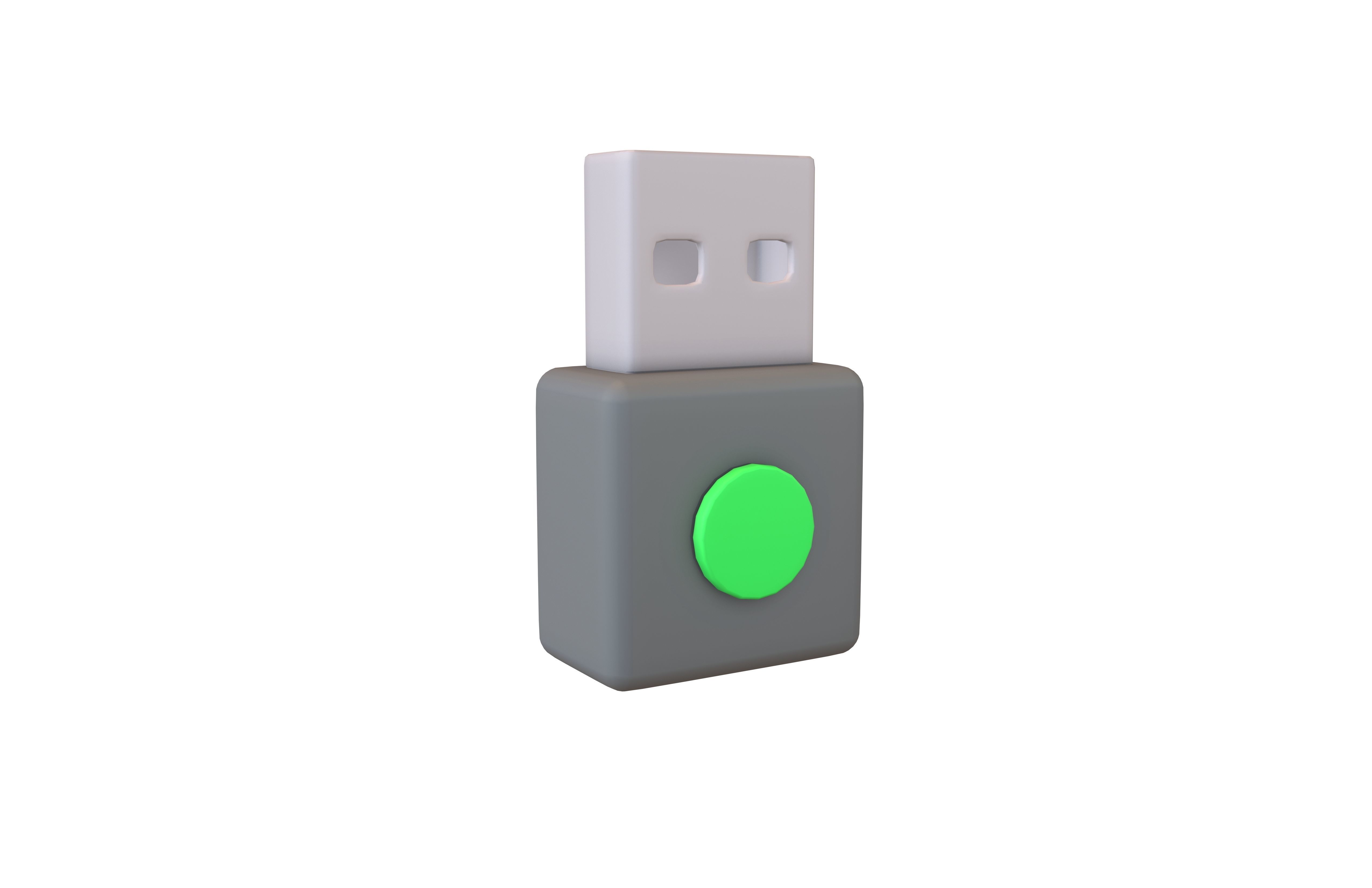 USB Connected Icon v2 001 Low-poly 3D model_1
