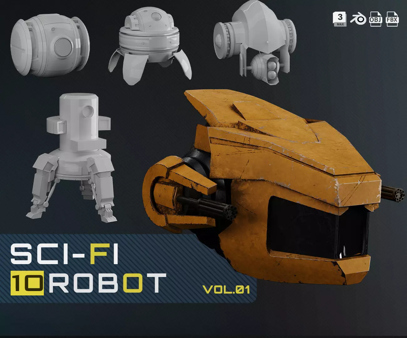 10 Sci-Fi Robot Collection 3D model_0