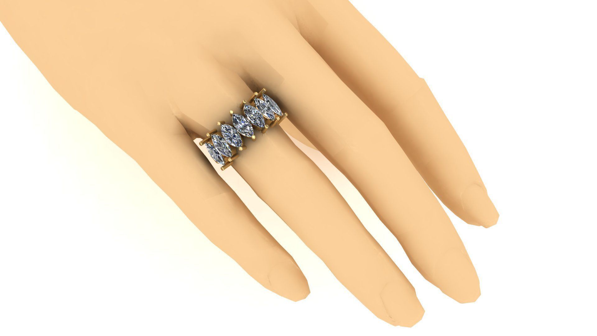 Meia alianca navete 3D print model_1