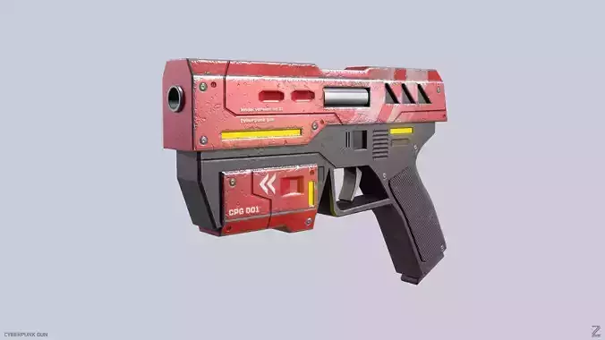 Cyberpunk gun Low-poly 3D model