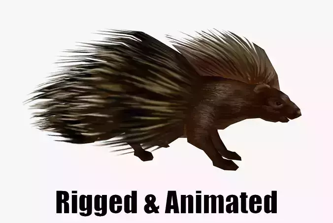 low-poly animated porcupine