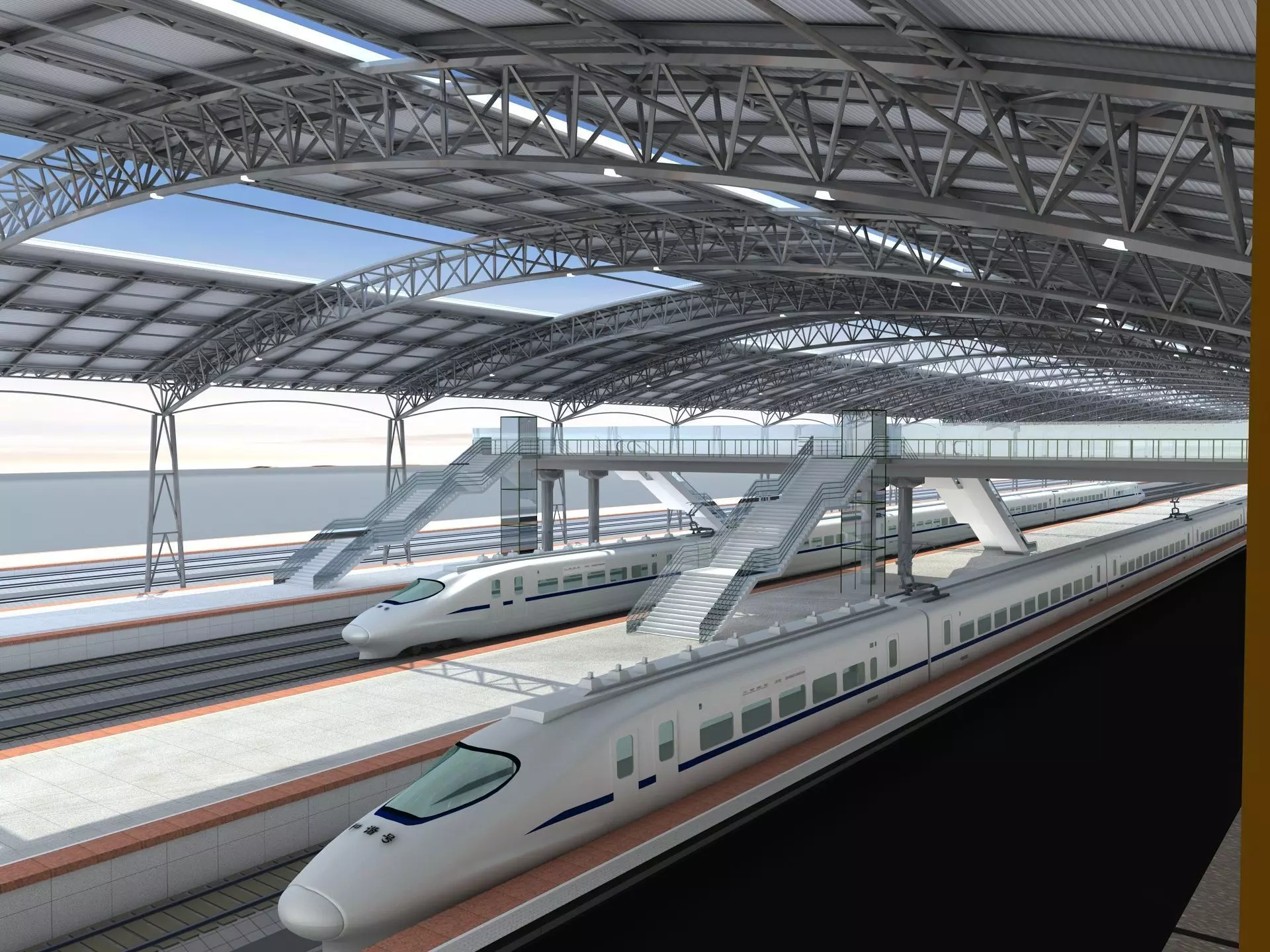 High-Speed Railway Station 2 3D model_0