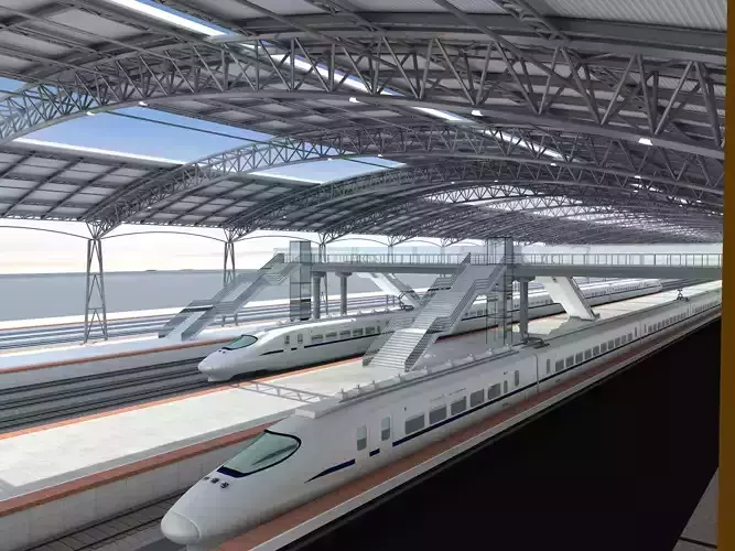 High-Speed Railway Station 2 3D model High-Speed Railway Station 2 3D model