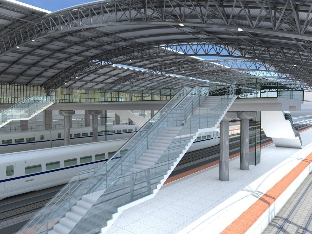 High-Speed Railway Station 2 3D model_11