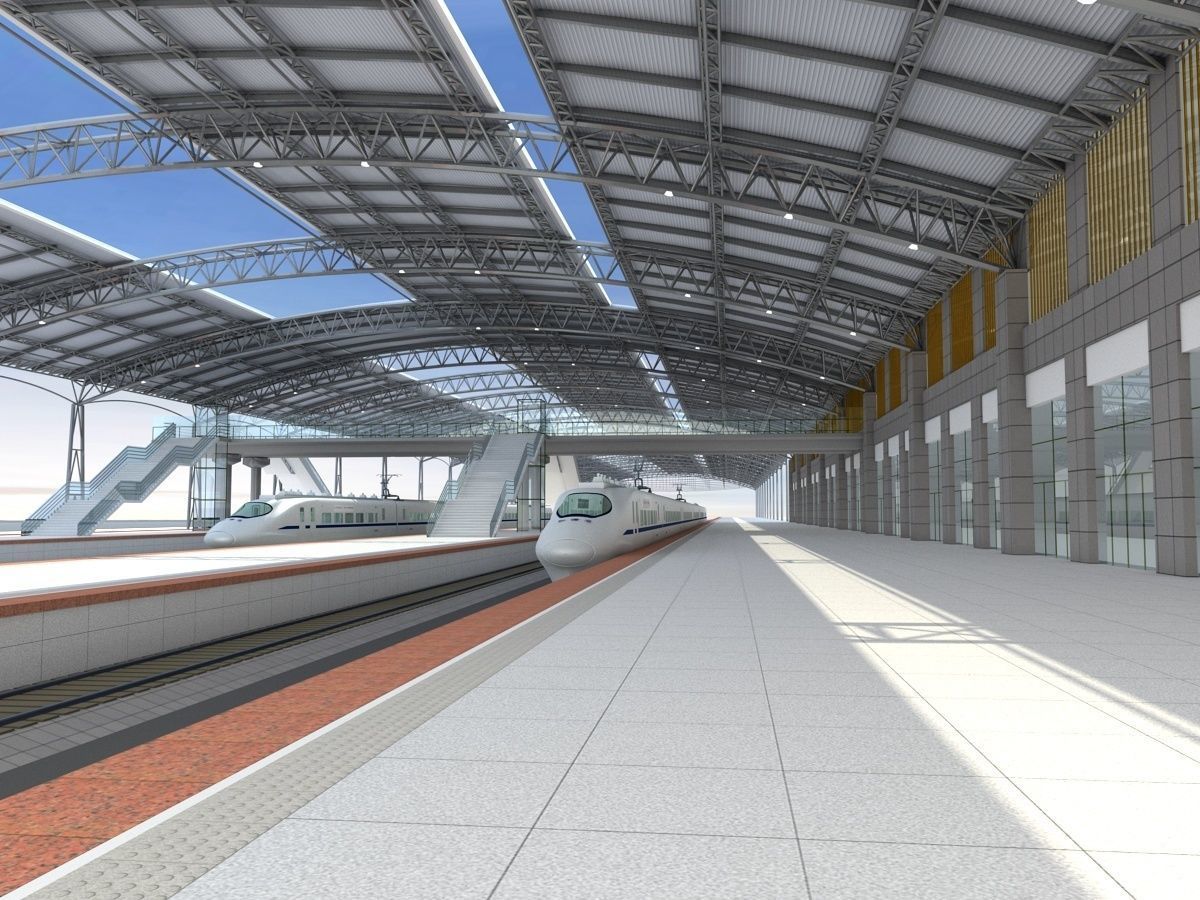 High-Speed Railway Station 2 3D model_1