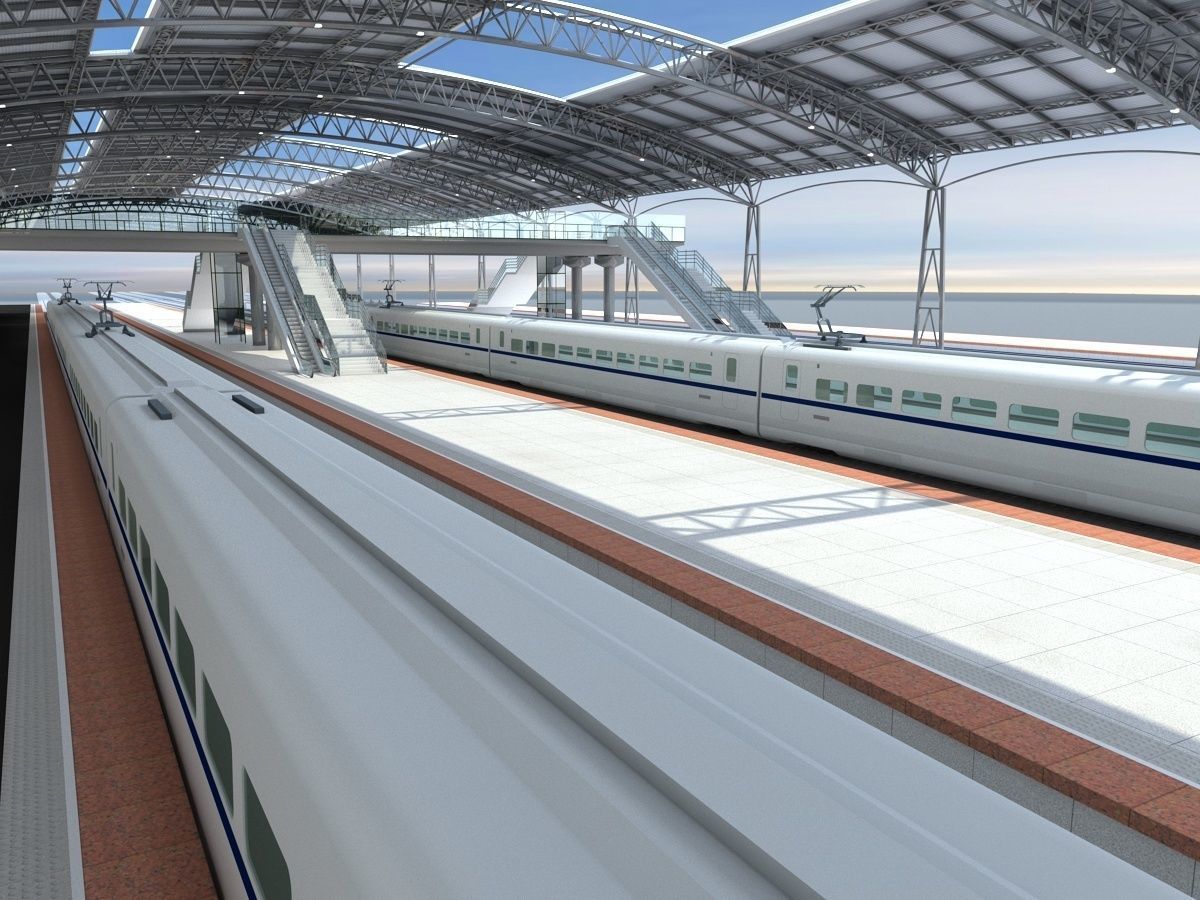 High-Speed Railway Station 2 3D model_8