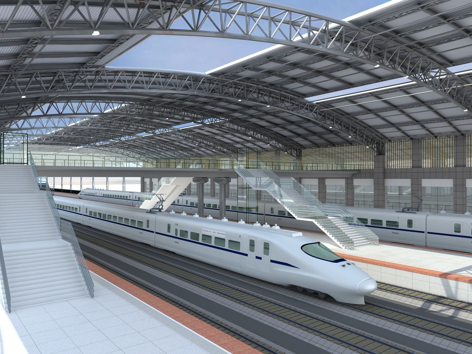 High-Speed Railway Station 2 3D model_2