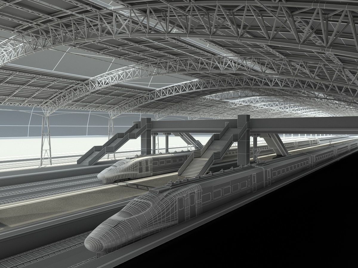 High-Speed Railway Station 2 3D model_13