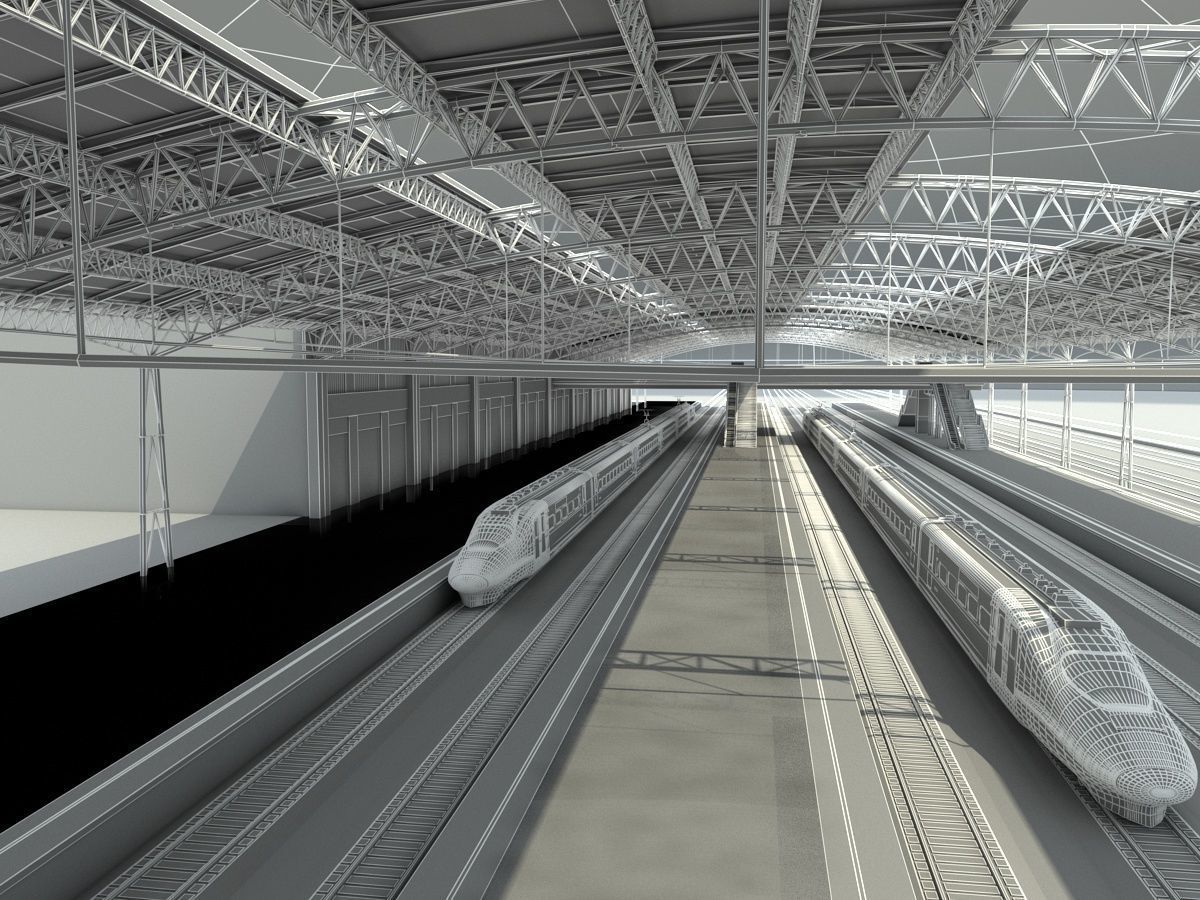 High-Speed Railway Station 2 3D model_16