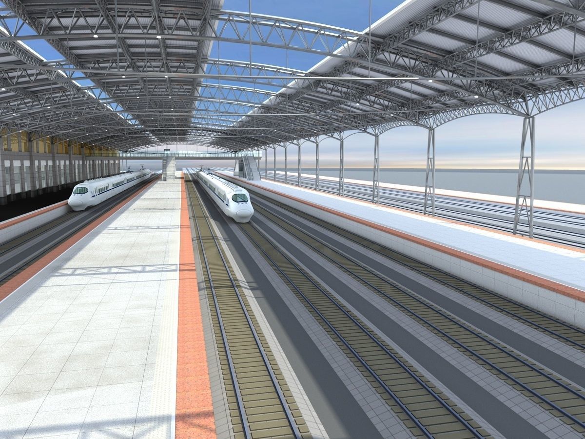 High-Speed Railway Station 2 3D model_9