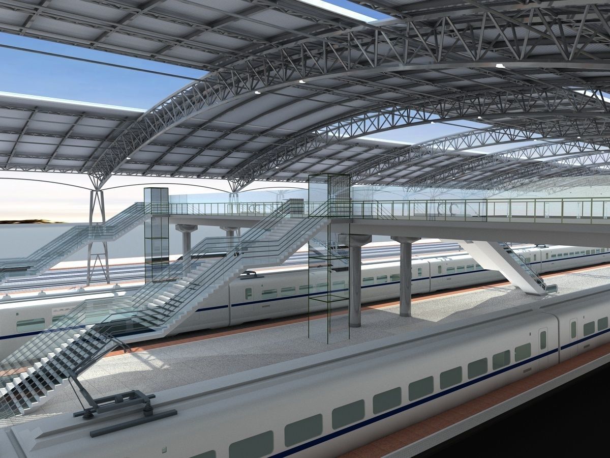 High-Speed Railway Station 2 3D model_6