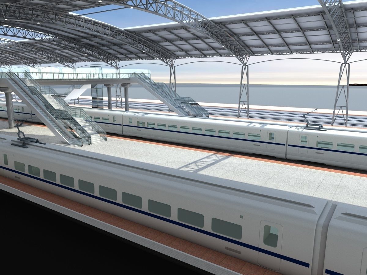 High-Speed Railway Station 2 3D model_7