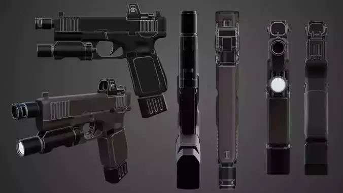 Glock gun Low-poly 3D model