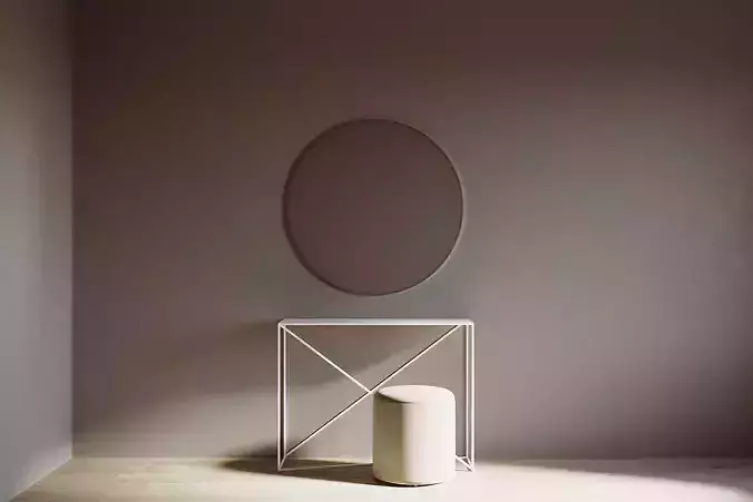 MODERN CONSOLE WITH MIRROR AND POUF