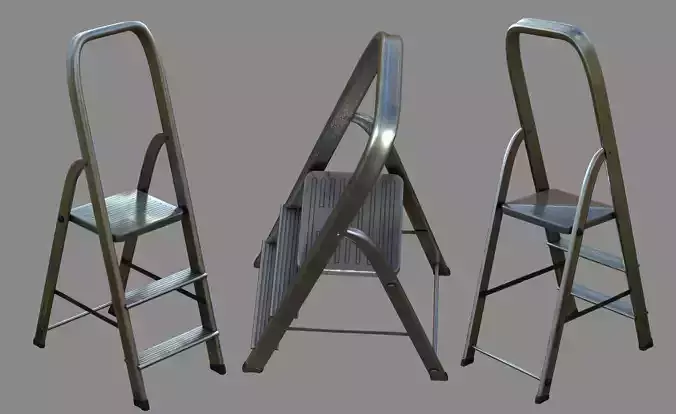 Folding ladder Low-poly 3D model