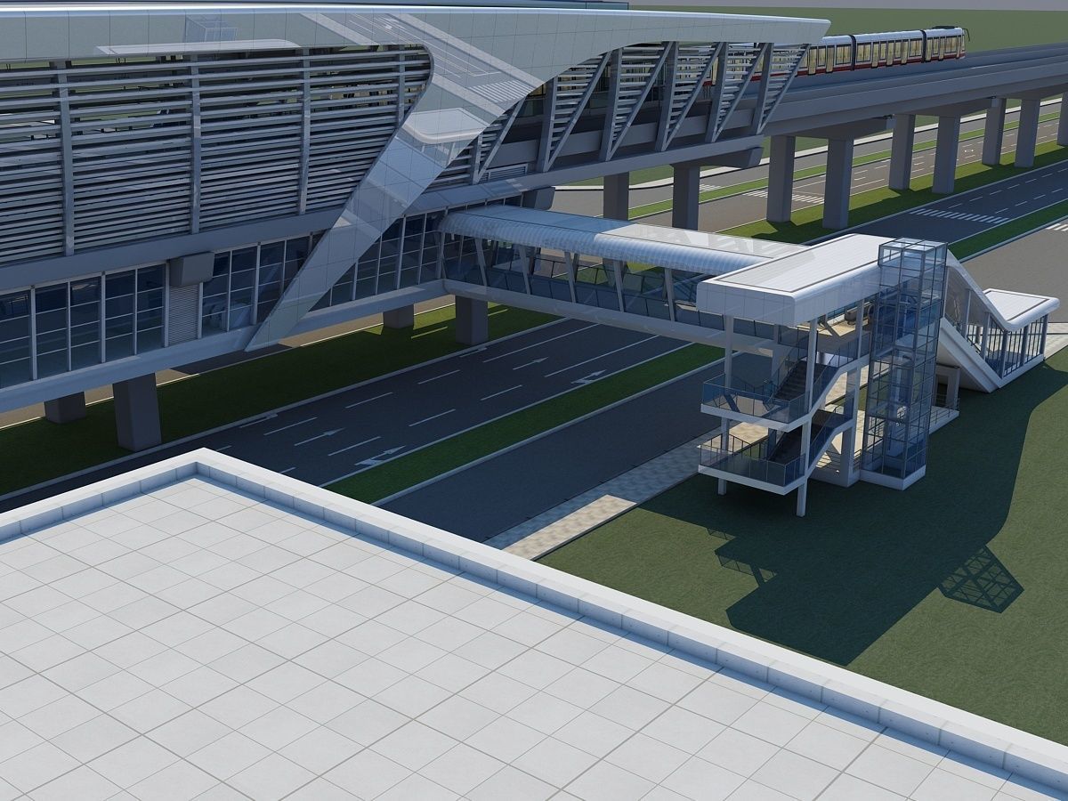 Light Rail Station 3D model_8