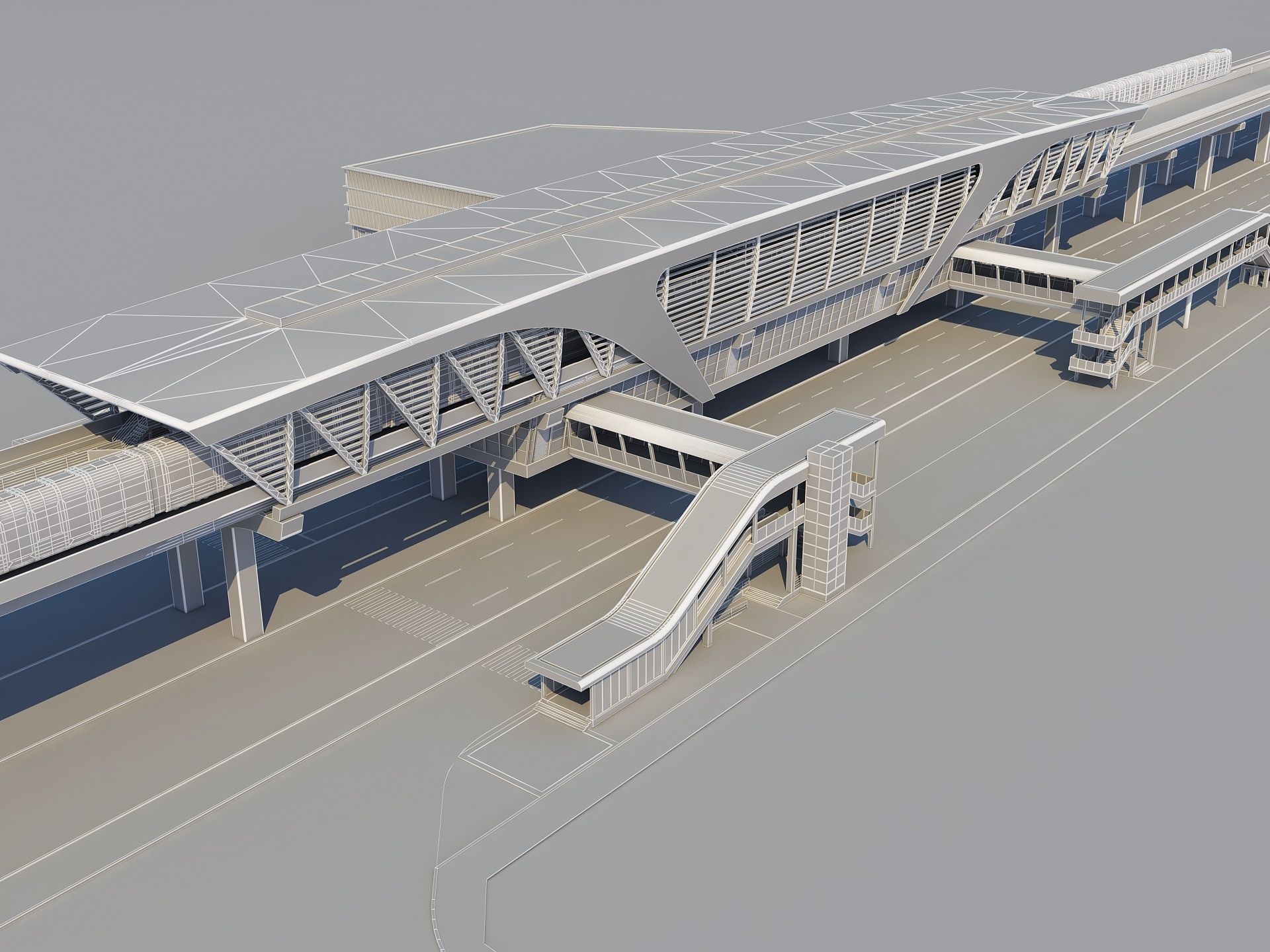 Light Rail Station 3D model_14