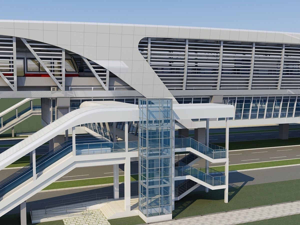 Light Rail Station 3D model_13