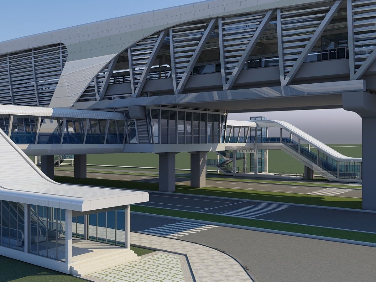 Light Rail Station 3D model_10
