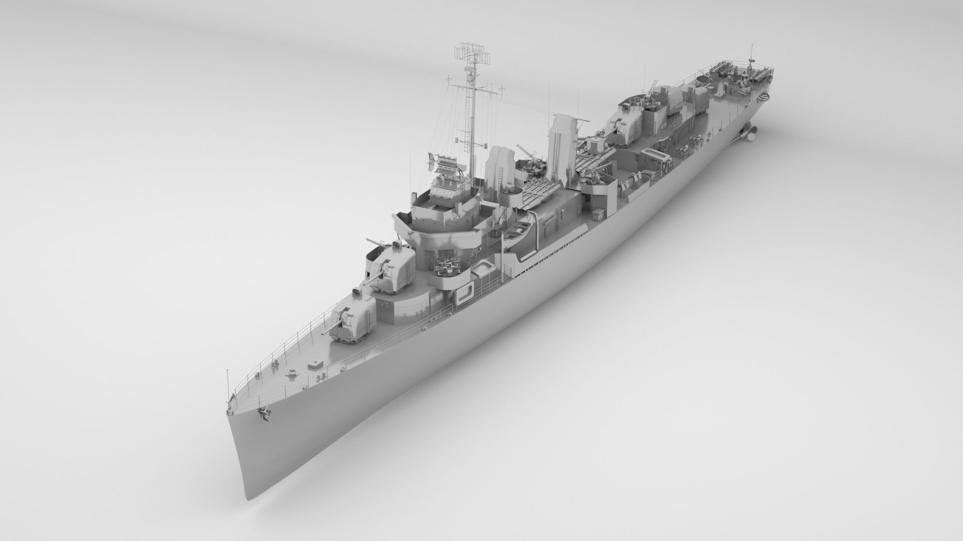  USS Hoel DD-533 - Fletcher Class Destroyer  3D model_1