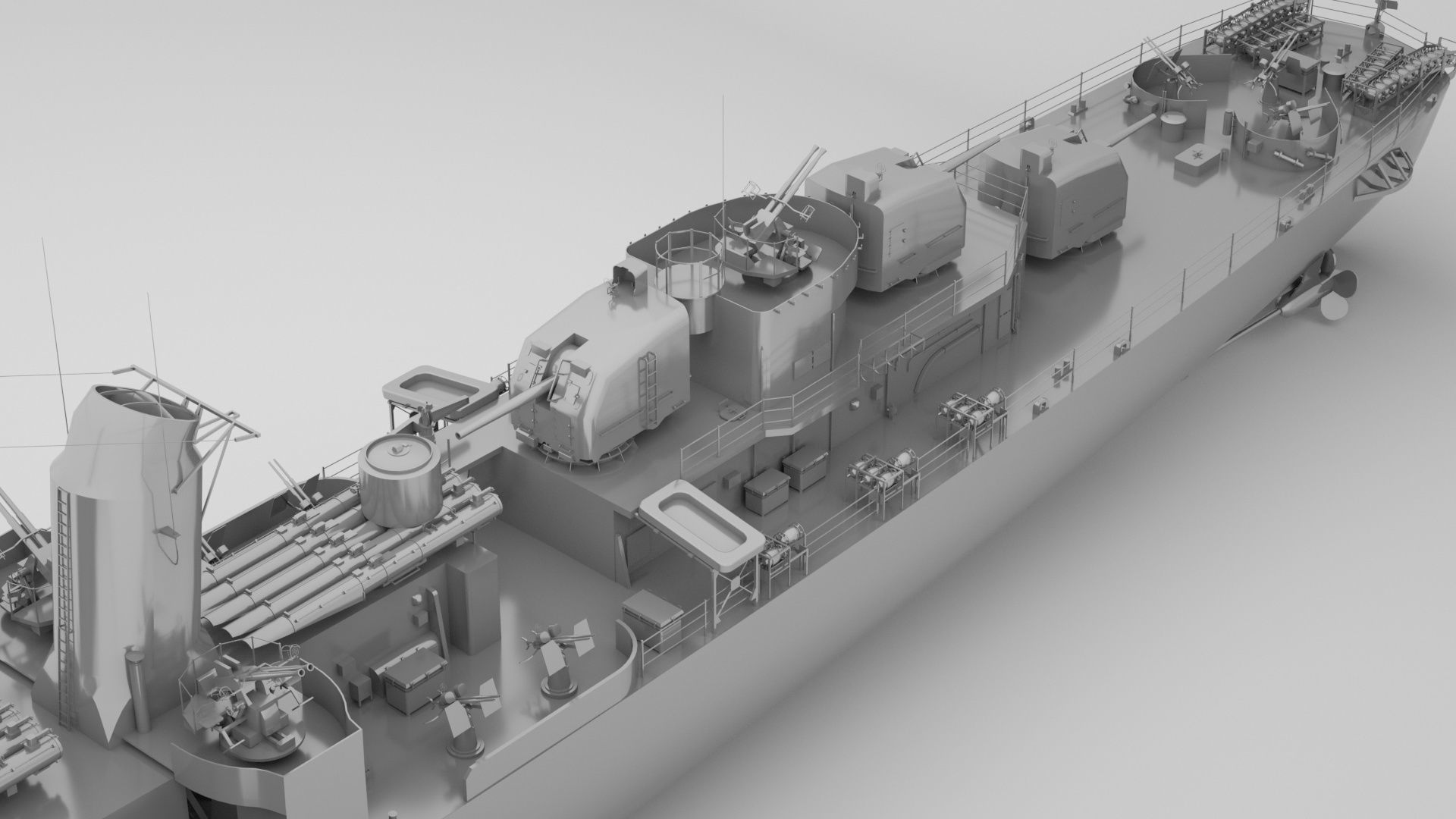  USS Hoel DD-533 - Fletcher Class Destroyer  3D model_6