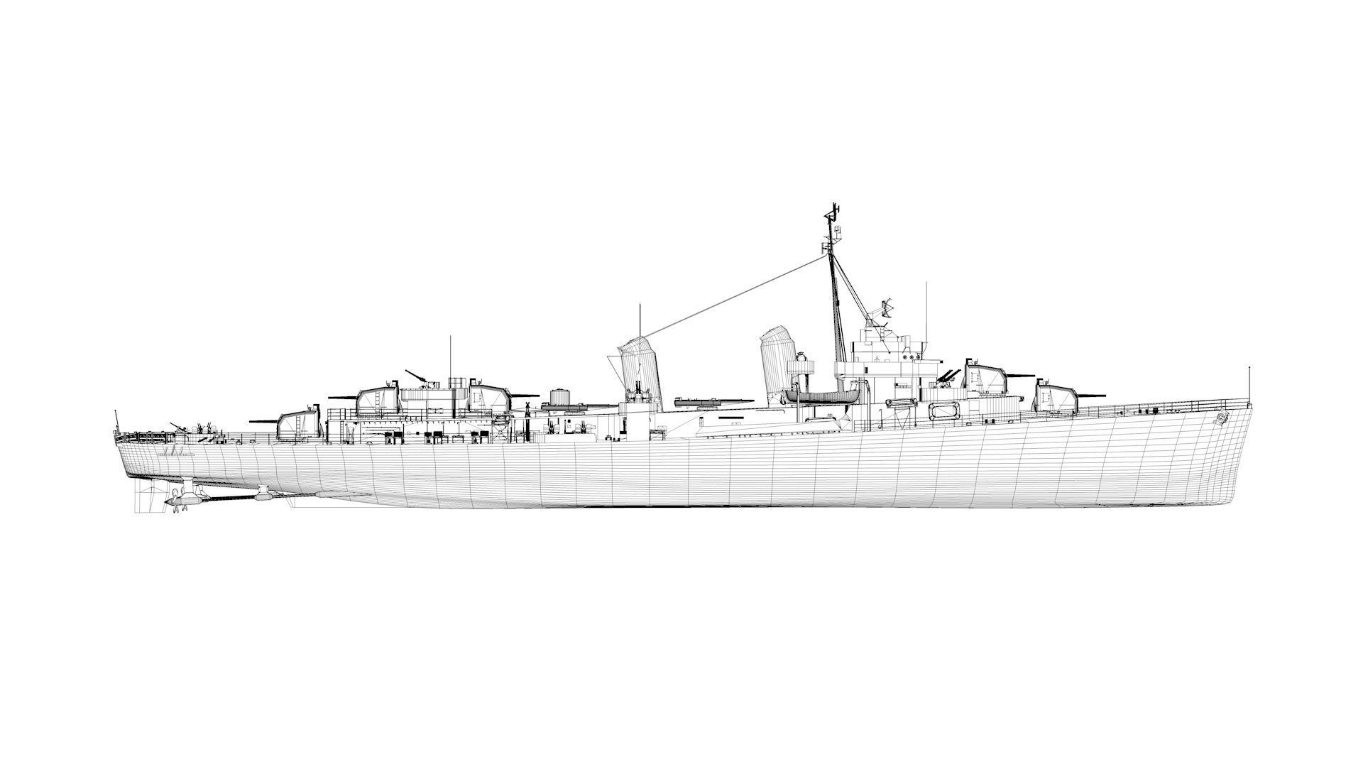  USS Hoel DD-533 - Fletcher Class Destroyer  3D model_14