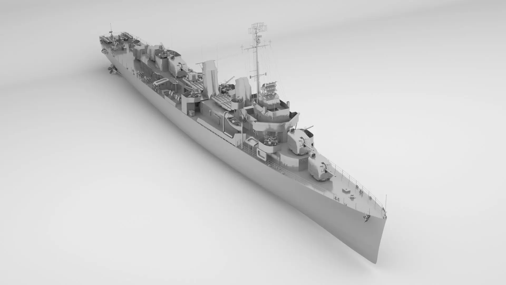  USS Hoel DD-533 - Fletcher Class Destroyer  3D model_0