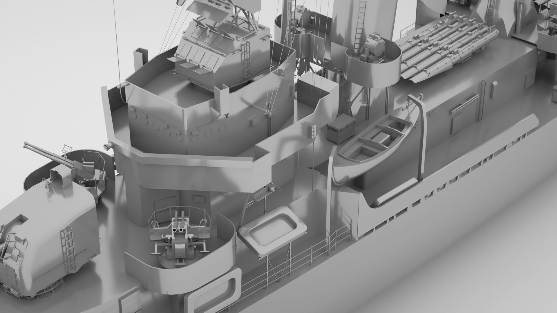  USS Hoel DD-533 - Fletcher Class Destroyer  3D model_4