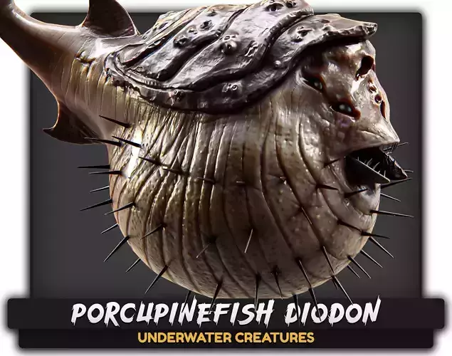 Fish low poly model - Porcupinefish Diodon lowpoly - 6 Low-poly 3D model