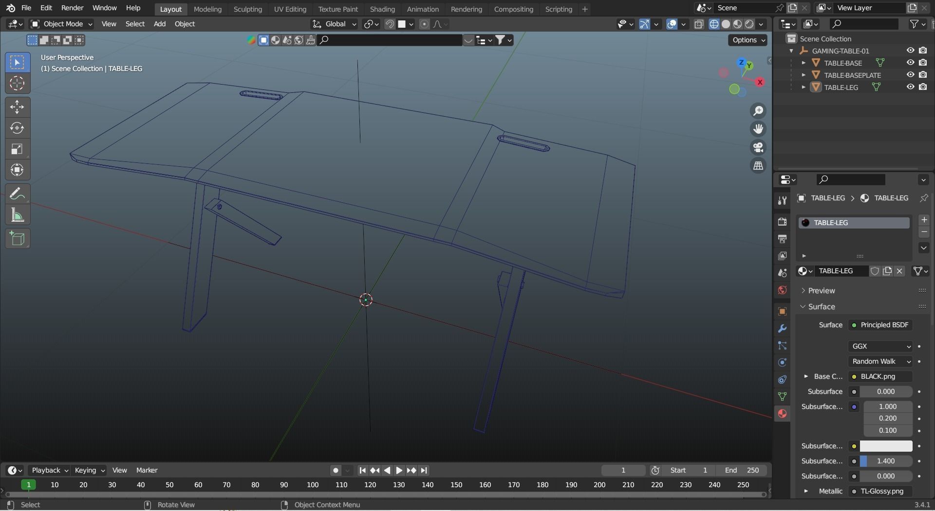 GAMING-TABLE 01 Low-poly 3D model_1