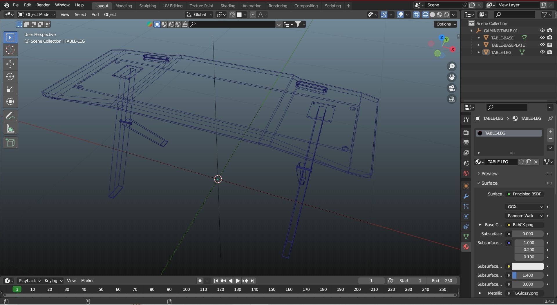 GAMING-TABLE 01 Low-poly 3D model_2