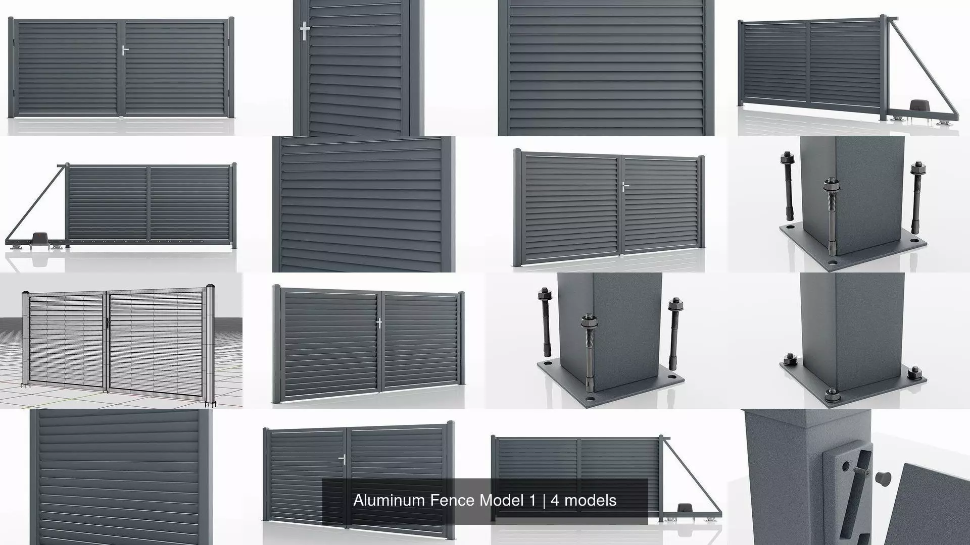 Aluminum Fence Model 1 3D Model Collection_0