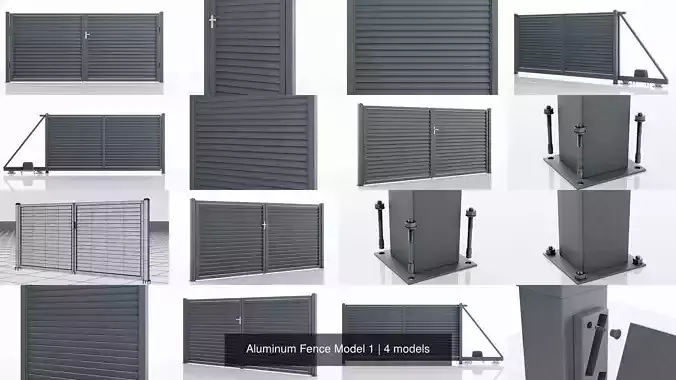Aluminum Fence Model 1 3D Model Collection