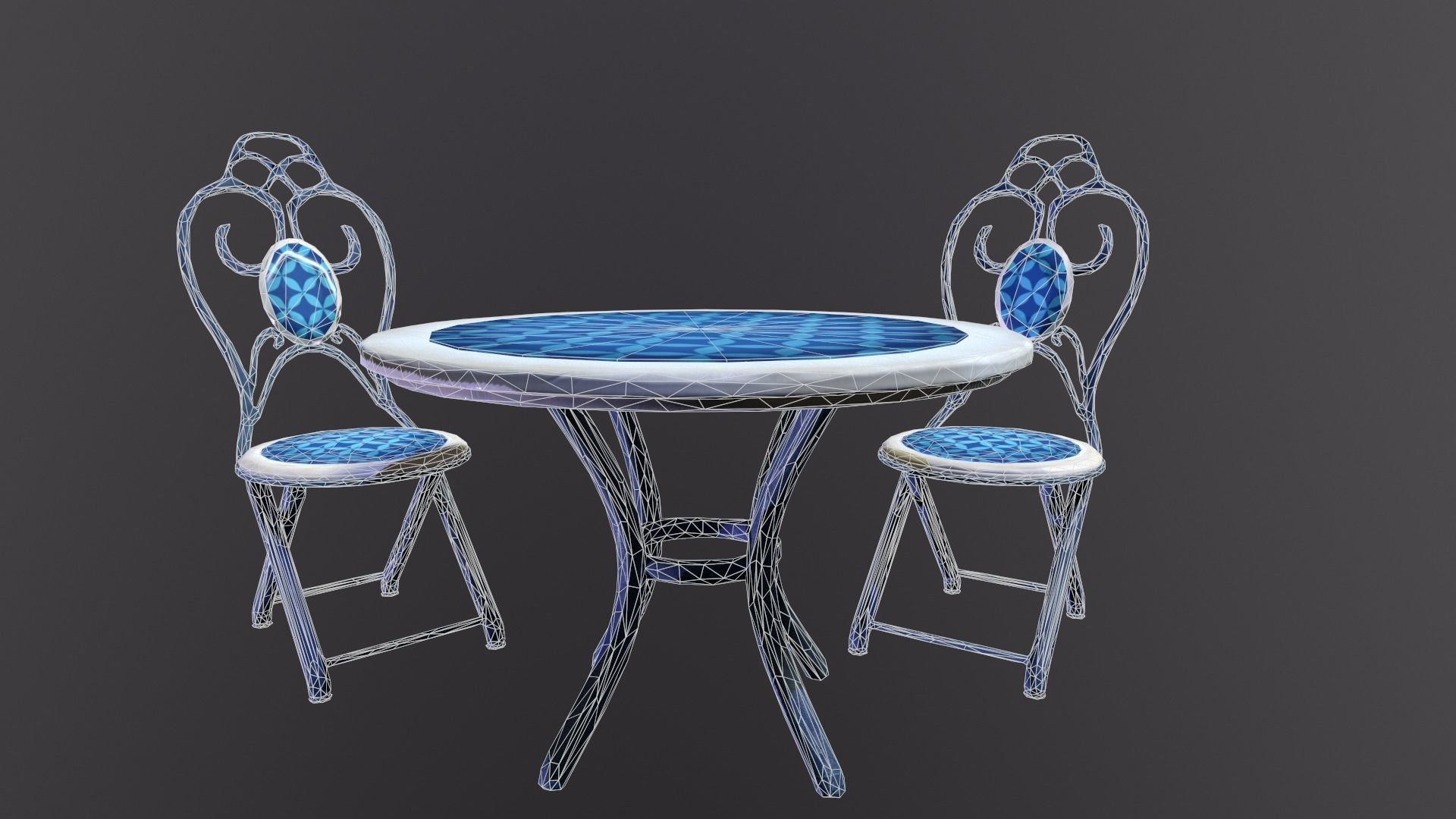 Garden Furniture Set Low-poly 3D model_2