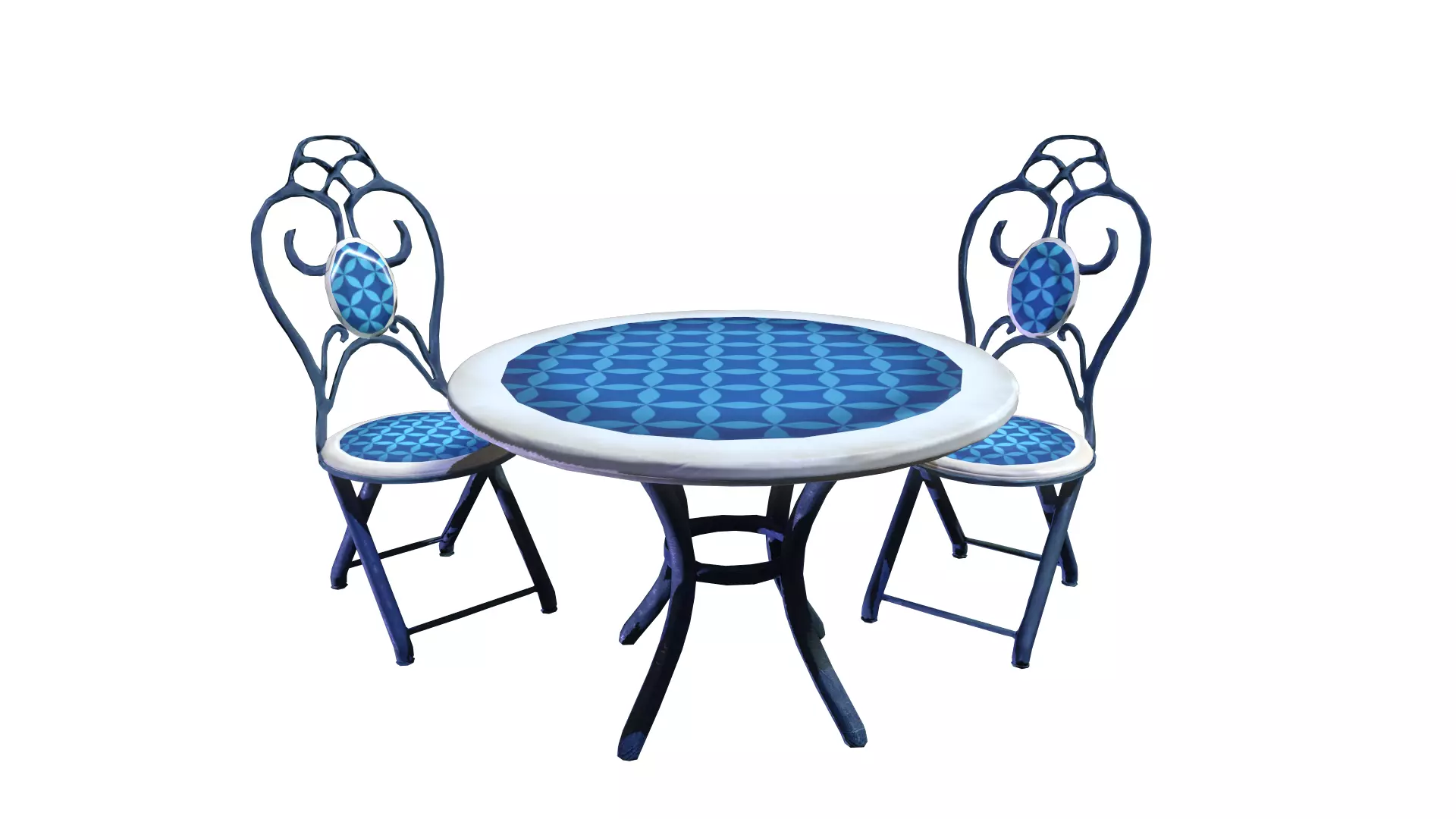 Garden Furniture Set Low-poly 3D model_0