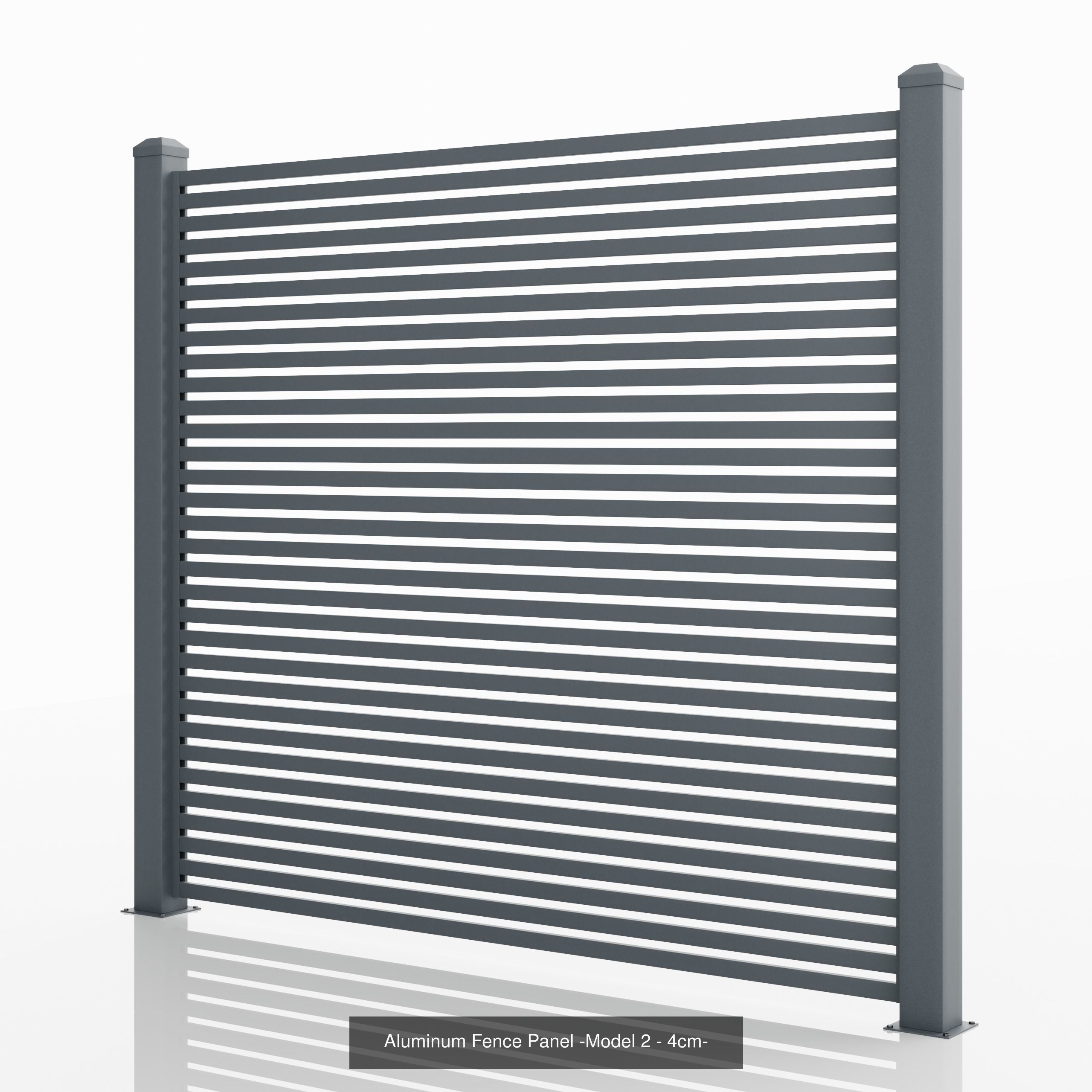 Aluminum Fence Model 2 4cm 3D Model Collection_2