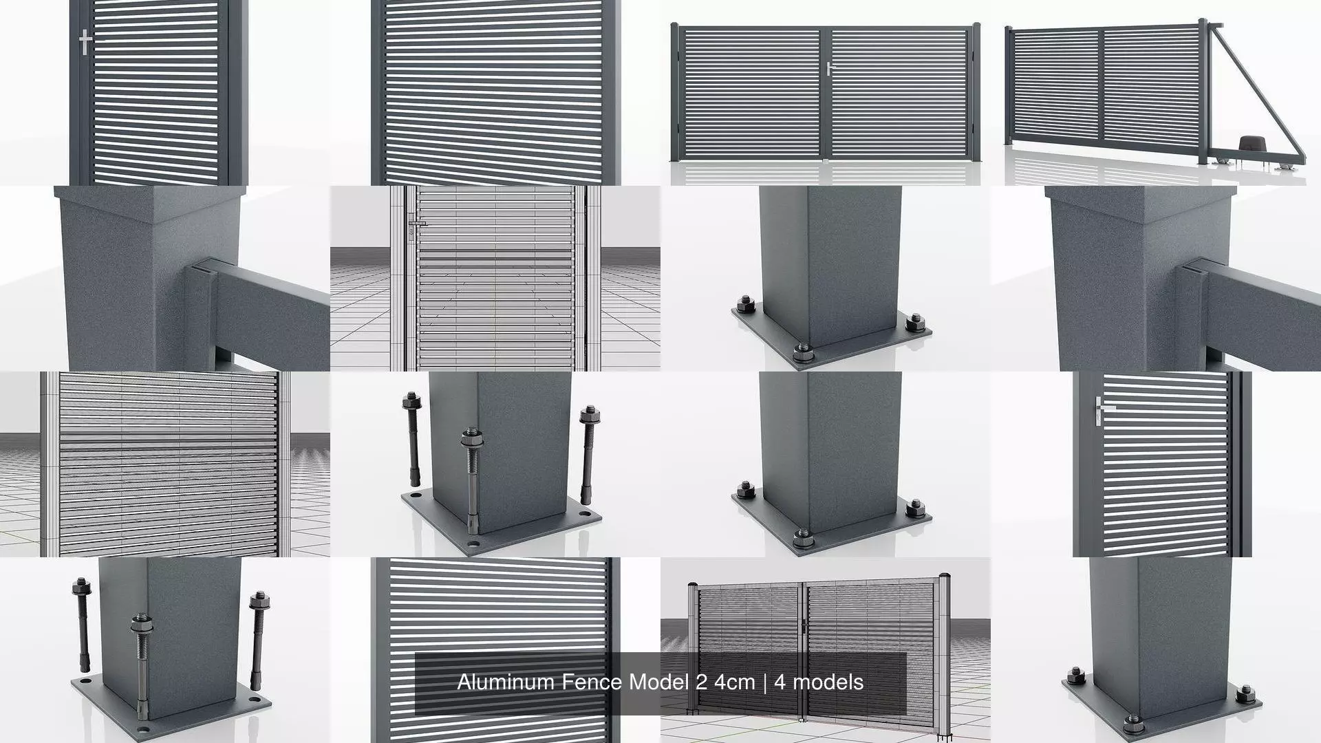 Aluminum Fence Model 2 4cm 3D Model Collection_0