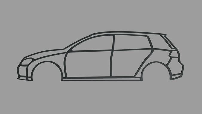 Volkswagen Golf Wall Silhouette Low-poly 3D print model