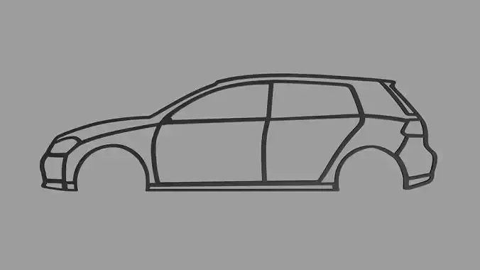 Volkswagen Golf Wall Silhouette