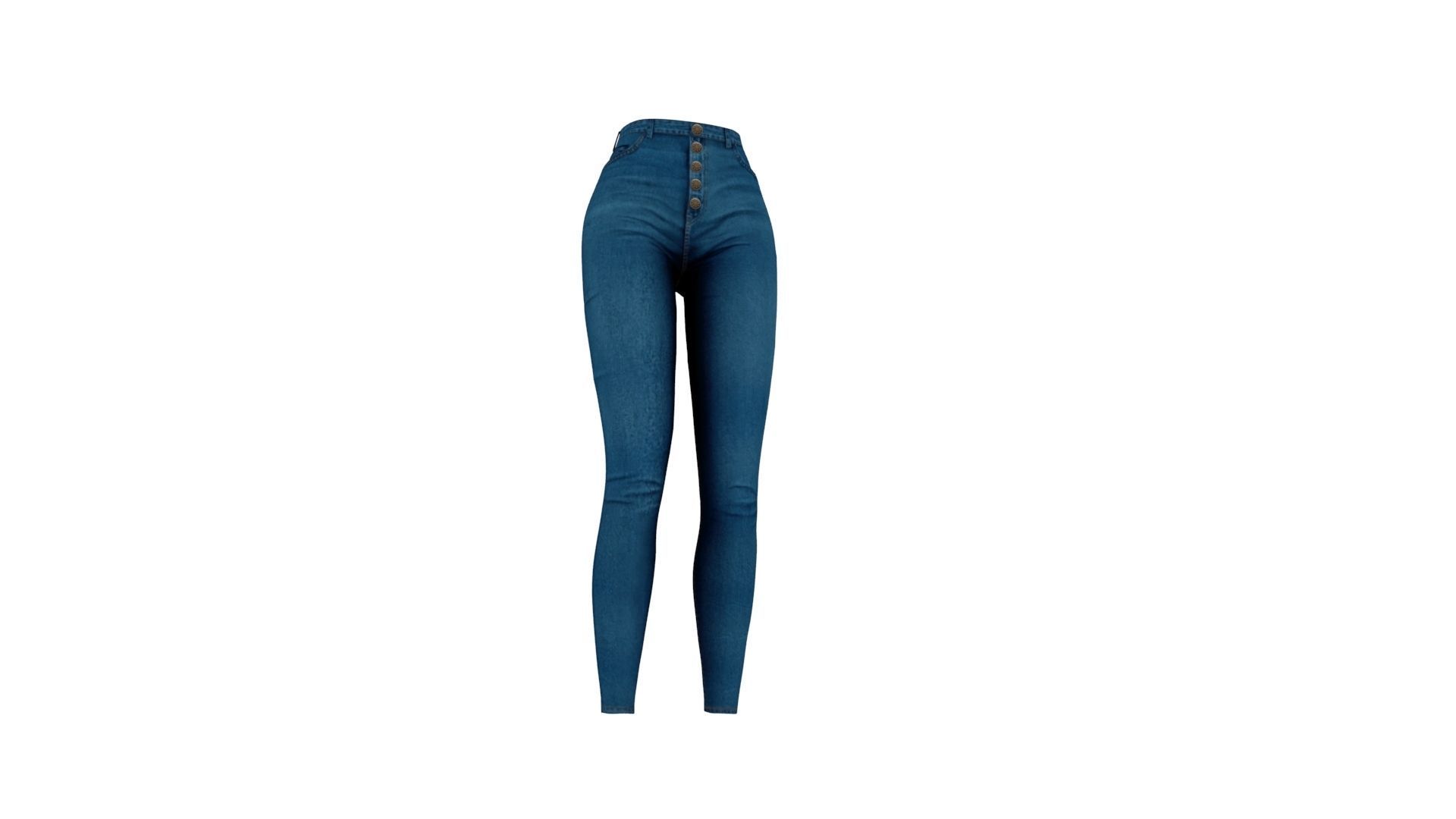 Blue Jeans Female Rigged Low-poly 3D model_15