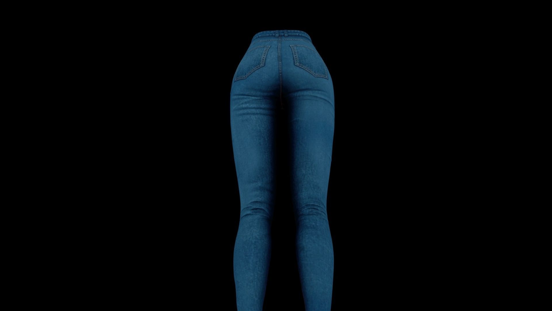 Blue Jeans Female Rigged Low-poly 3D model_8