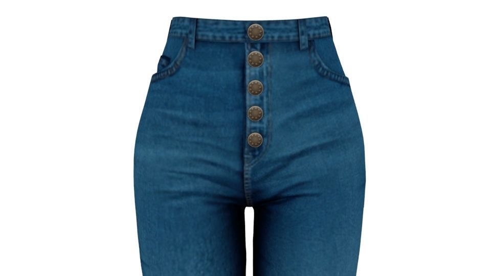 Blue Jeans Female Rigged Low-poly 3D model_14