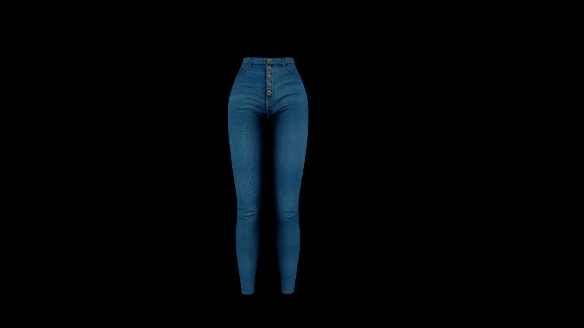 Blue Jeans Female Rigged Low-poly 3D model_2